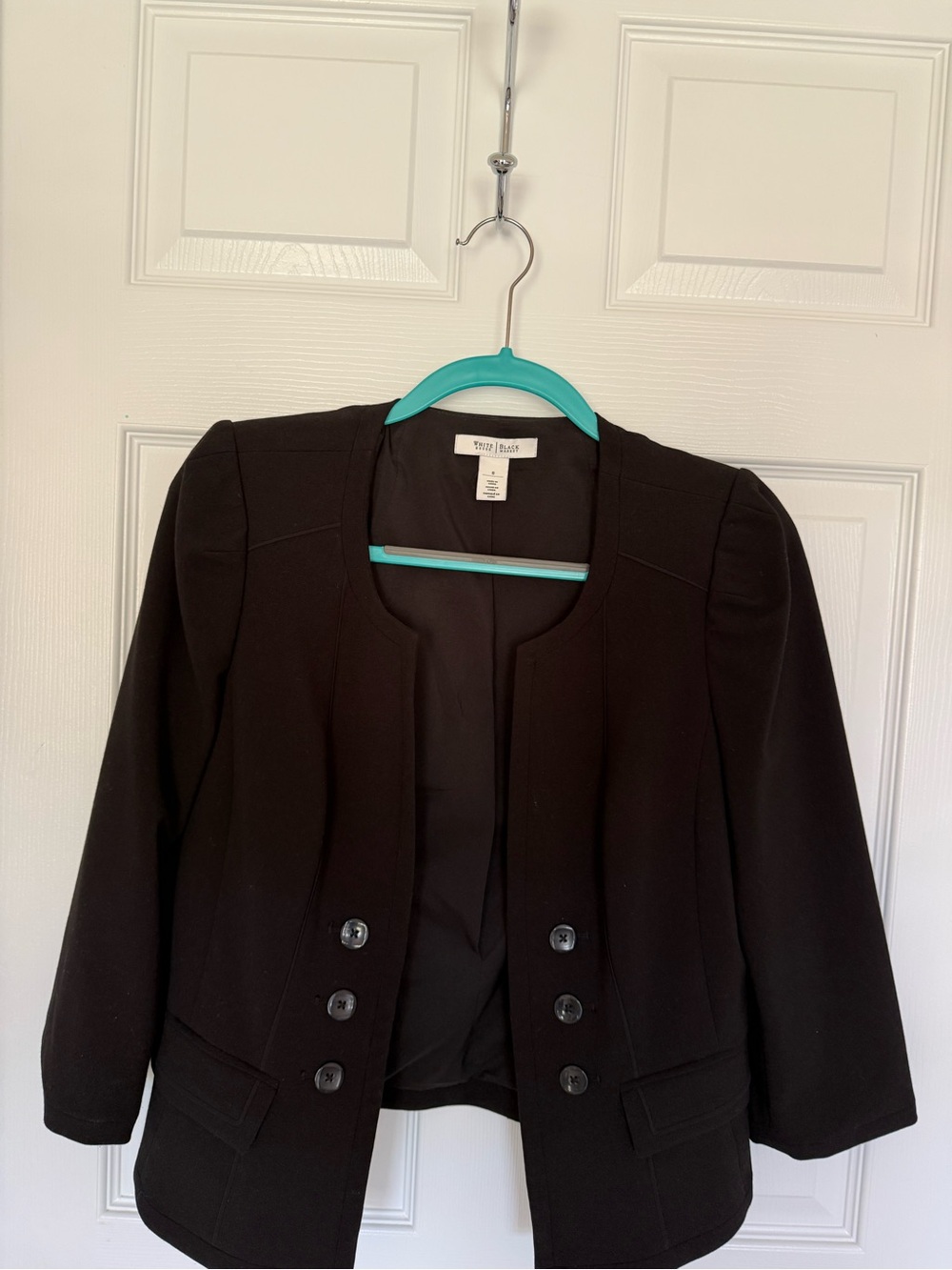 White House Black Market Black Collarless Double-Button Blazer
